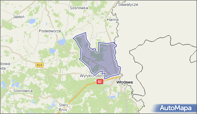 gmina Włodawa - powiat włodawski na mapie Targeo