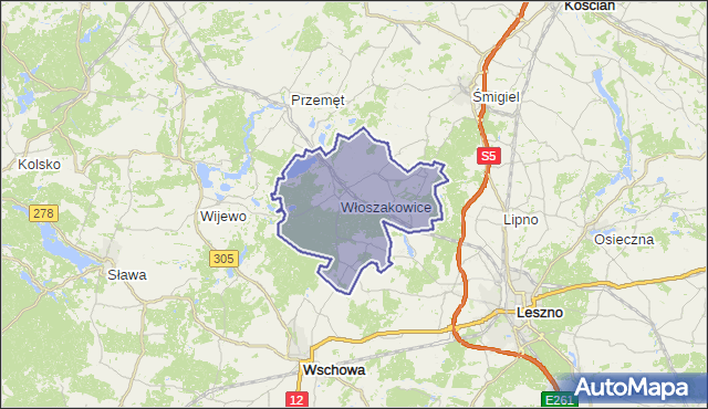 gmina Włoszakowice - powiat leszczyński na mapie Targeo