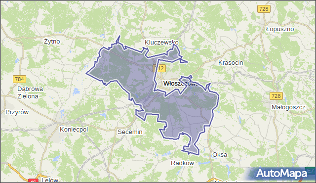 gmina Włoszczowa - powiat włoszczowski na mapie Targeo