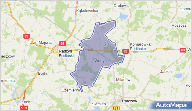 gmina Wohyń - powiat radzyński na mapie Targeo