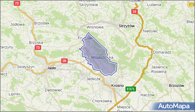gmina Wojaszówka - powiat krośnieński na mapie Targeo
