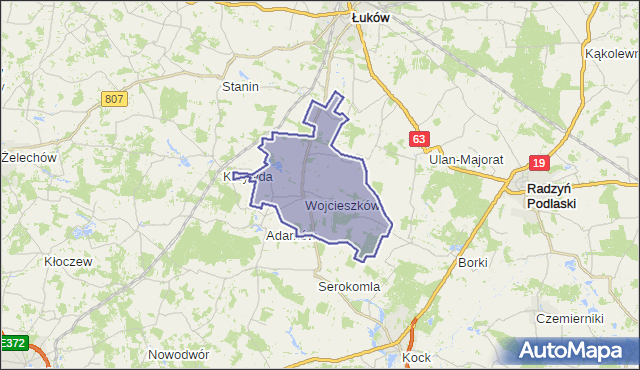 gmina Wojcieszków - powiat łukowski na mapie Targeo