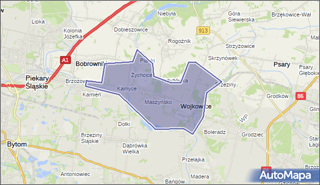 gmina Wojkowice - powiat będziński na mapie Targeo