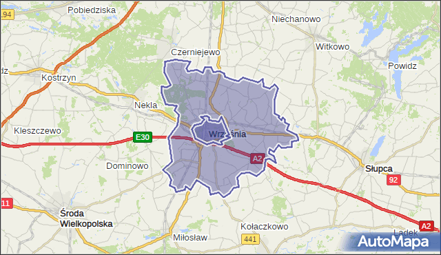 gmina Września - powiat wrzesiński na mapie Targeo