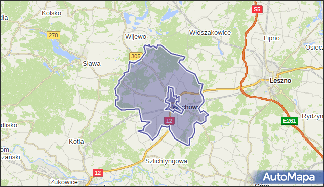 gmina Wschowa - powiat wschowski na mapie Targeo