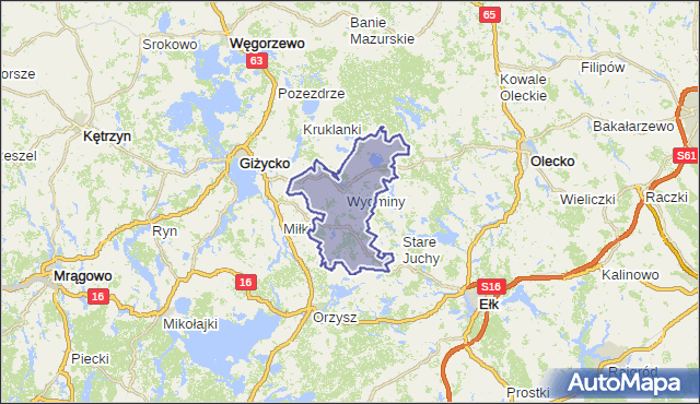 gmina Wydminy - powiat giżycki na mapie Targeo