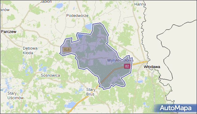 gmina Wyryki - powiat włodawski na mapie Targeo