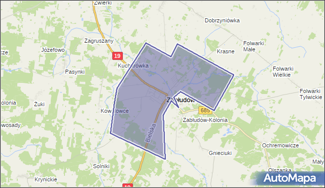 gmina Zabłudów - powiat białostocki na mapie Targeo