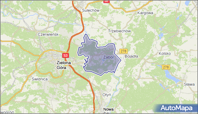 gmina Zabór - powiat zielonogórski na mapie Targeo