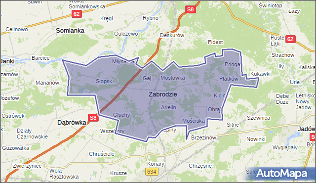 gmina Zabrodzie - powiat wyszkowski na mapie Targeo