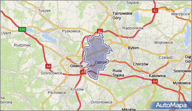 gmina Zabrze - powiat Zabrze na mapie Targeo