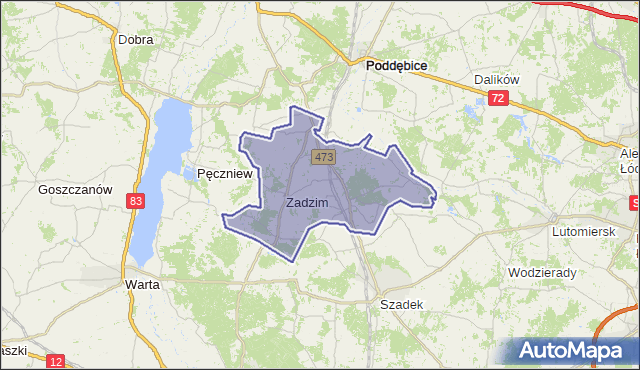 gmina Zadzim - powiat poddębicki na mapie Targeo