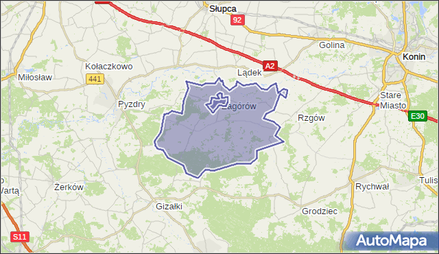 gmina Zagórów - powiat słupecki na mapie Targeo