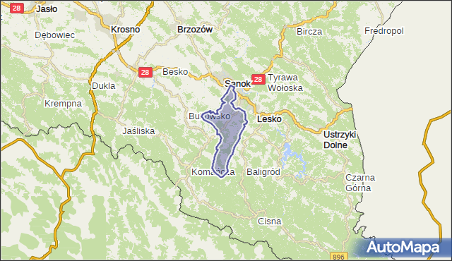 gmina Zagórz - powiat sanocki na mapie Targeo