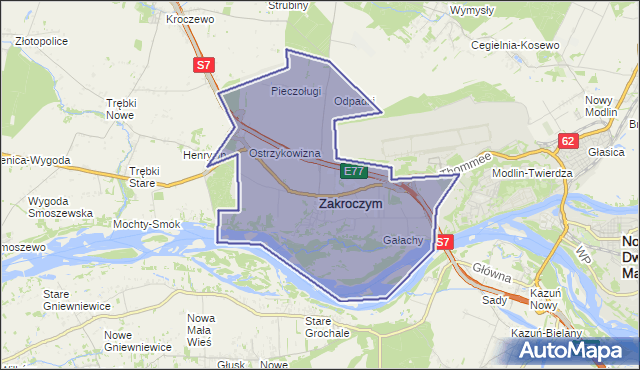 gmina Zakroczym - powiat nowodworski na mapie Targeo