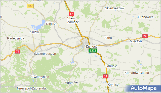 gmina Zamość - powiat zamojski na mapie Targeo