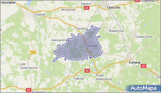 gmina Żarnów - powiat opoczyński na mapie Targeo