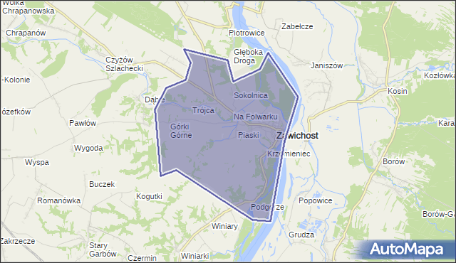 gmina Zawichost - powiat sandomierski na mapie Targeo