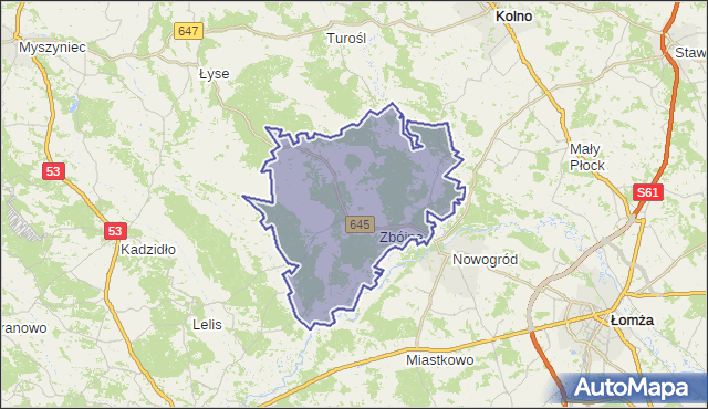 gmina Zbójna - powiat łomżyński na mapie Targeo