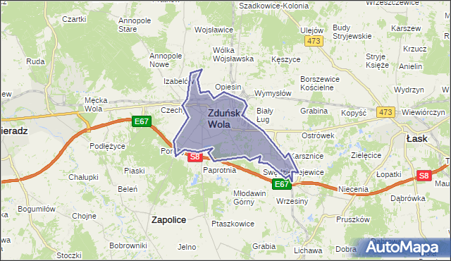 gmina Zduńska Wola - powiat zduńskowolski na mapie Targeo