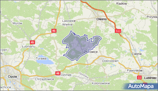 gmina Zębowice - powiat oleski na mapie Targeo
