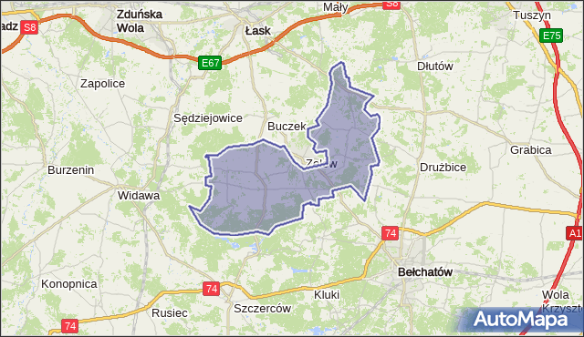 gmina Zelów - powiat bełchatowski na mapie Targeo