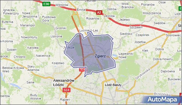gmina Zgierz - powiat zgierski na mapie Targeo
