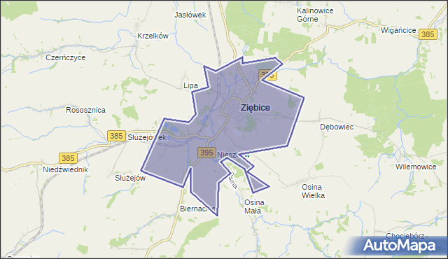 gmina Ziębice - powiat ząbkowicki na mapie Targeo