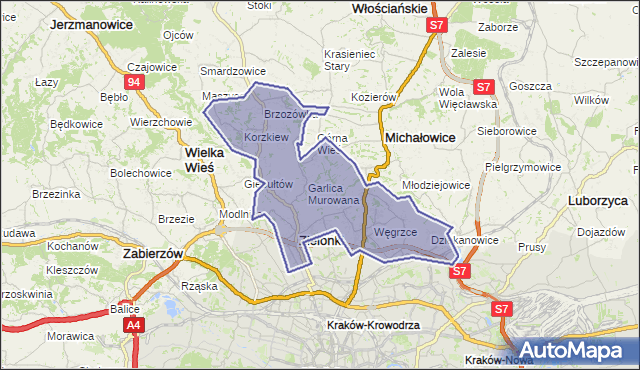 gmina Zielonki - powiat krakowski na mapie Targeo