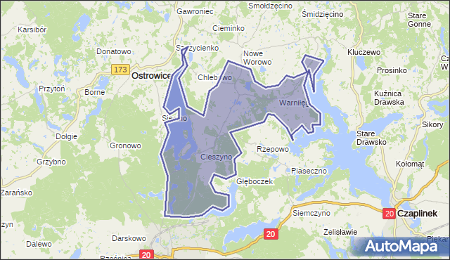 gmina Złocieniec - powiat drawski na mapie Targeo