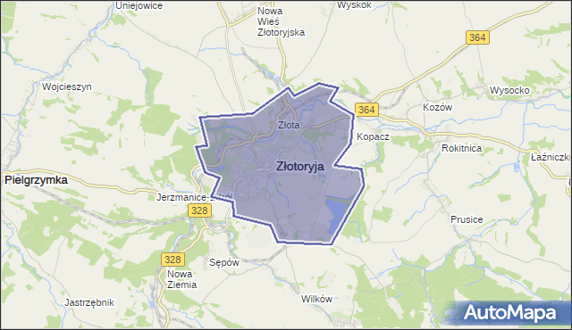 gmina Złotoryja - powiat złotoryjski na mapie Targeo