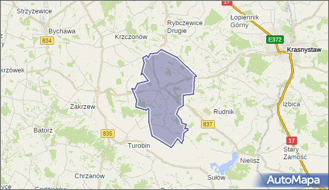 gmina Żółkiewka - powiat krasnostawski na mapie Targeo