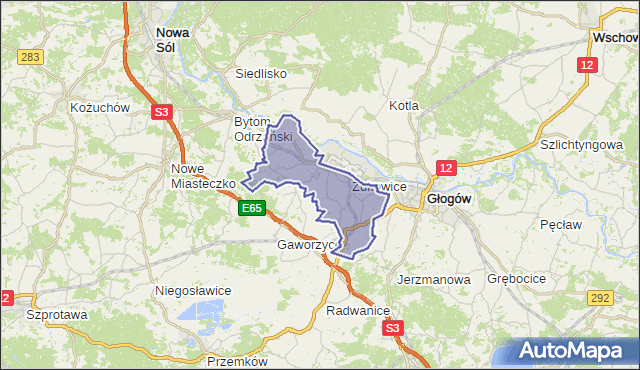 gmina Żukowice - powiat głogowski na mapie Targeo