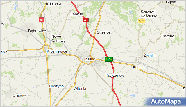 gmina Żychlin - powiat kutnowski na mapie Targeo