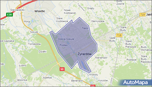 gmina Żyrardów - powiat żyrardowski na mapie Targeo