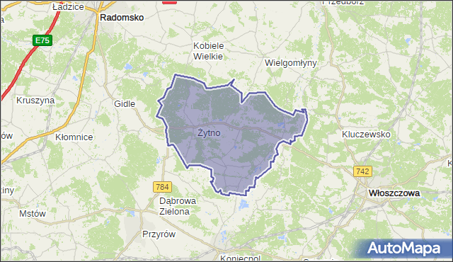 gmina Żytno - powiat radomszczański na mapie Targeo