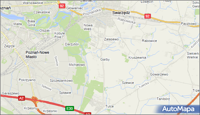 mapa Garby gmina Swarzędz, Garby gmina Swarzędz na mapie Targeo