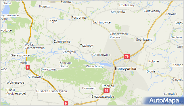 mapa Gnieszowice, Gnieszowice na mapie Targeo