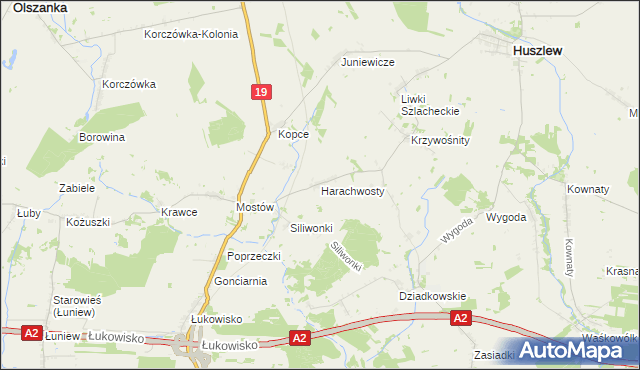 mapa Harachwosty, Harachwosty na mapie Targeo