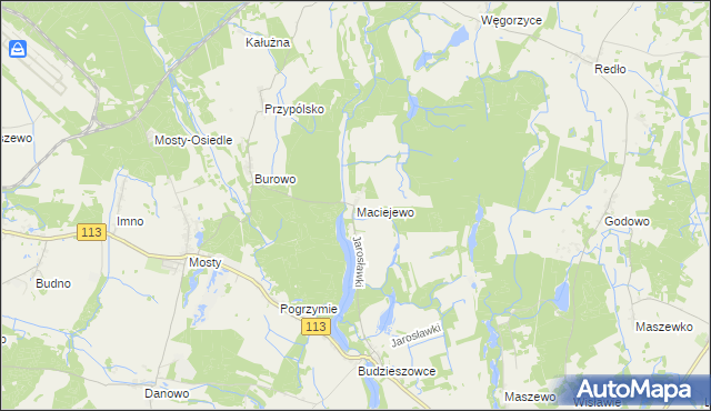 mapa Maciejewo gmina Maszewo, Maciejewo gmina Maszewo na mapie Targeo