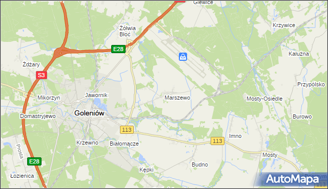 mapa Marszewo gmina Goleniów, Marszewo gmina Goleniów na mapie Targeo