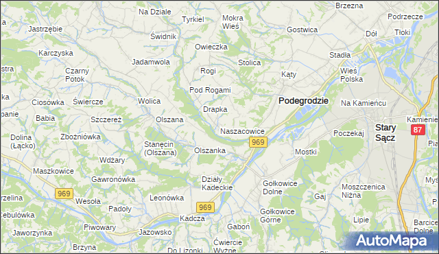 mapa Naszacowice, Naszacowice na mapie Targeo