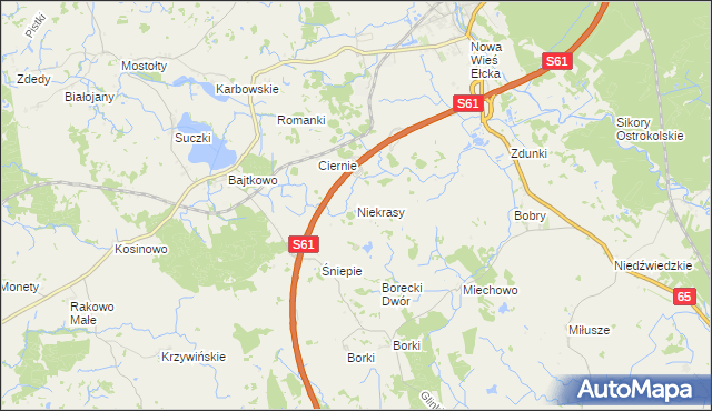 mapa Niekrasy, Niekrasy na mapie Targeo