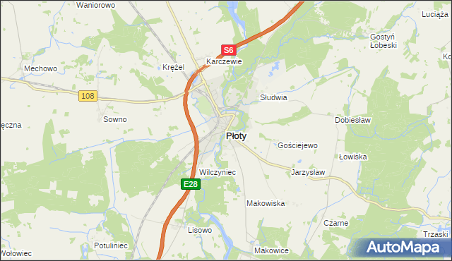 mapa Płoty powiat gryficki, Płoty powiat gryficki na mapie Targeo