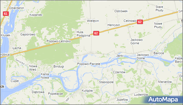 mapa Popowo Kościelne gmina Somianka, Popowo Kościelne gmina Somianka na mapie Targeo