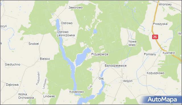 mapa Przyjezierze gmina Jeziora Wielkie, Przyjezierze gmina Jeziora Wielkie na mapie Targeo