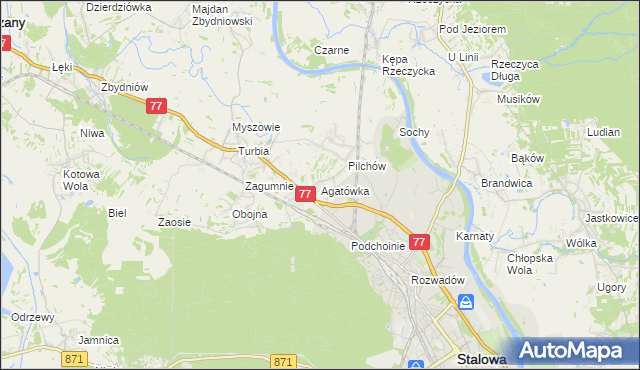 mapa Agatówka gmina Zaleszany, Agatówka gmina Zaleszany na mapie Targeo