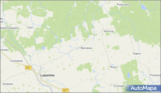 mapa Bieniewo, Bieniewo na mapie Targeo