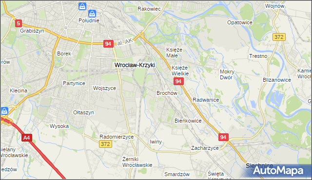 mapa Brochów gmina Wrocław, Brochów gmina Wrocław na mapie Targeo