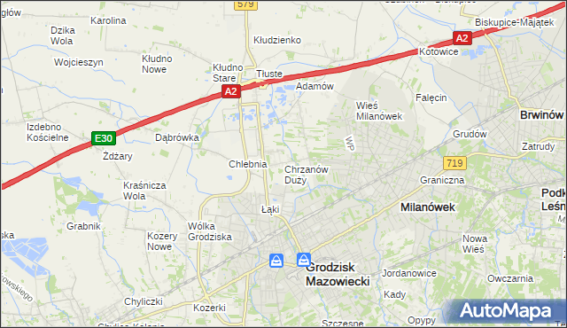 mapa Chrzanów Duży, Chrzanów Duży na mapie Targeo